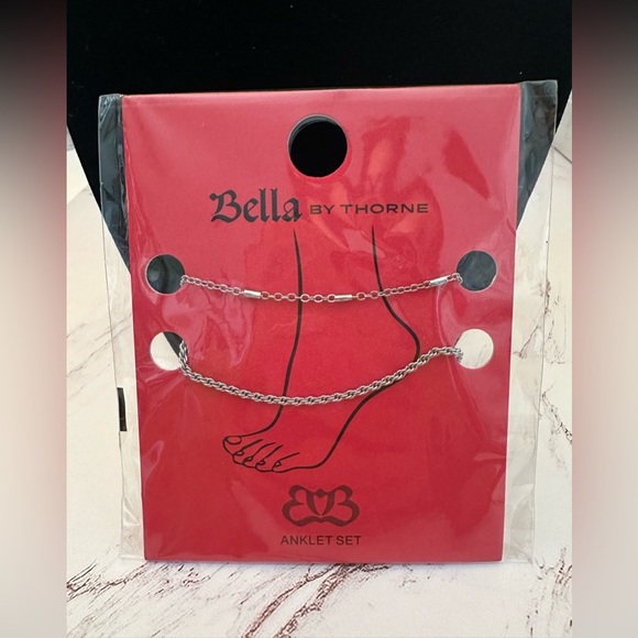 BELLA By Thorne Jewelry - BELLA 2 Pcs Silver Casual Summer Anklets OSFM